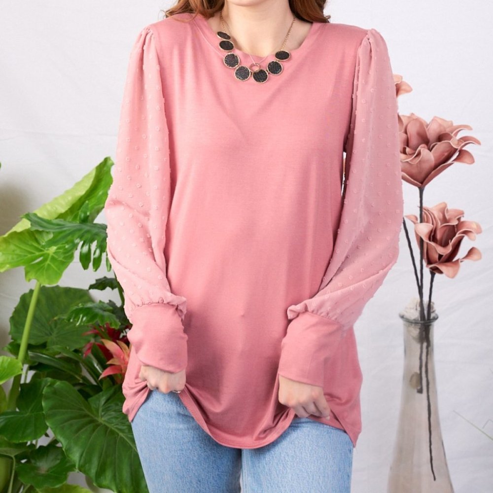 24. Chiffon Long Sleeve Top Rose
